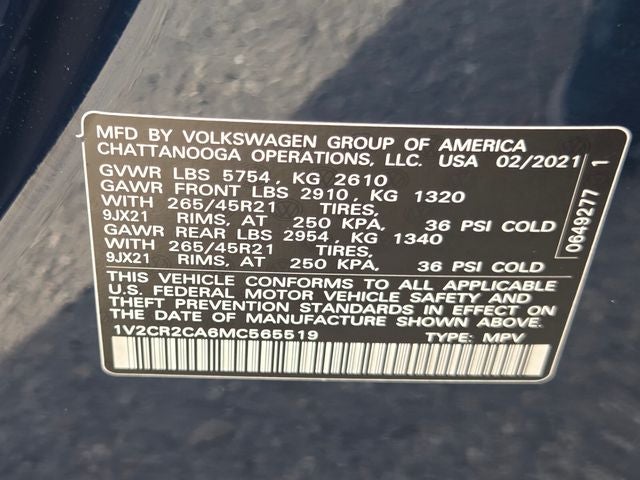 2021 Volkswagen Atlas 3.6L V6 SEL R-Line