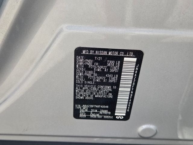 2022 INFINITI QX80 SENSORY 2WD